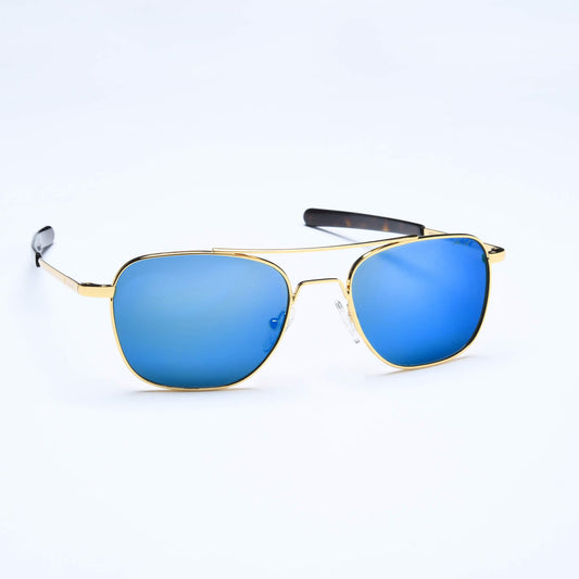 Aviador - Acero azul | Oro amarillo de 23 quilates 