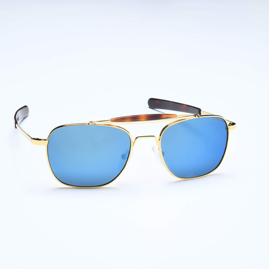 Aviator-B - Blue Steel | 23K Yellow Gold