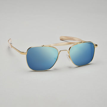 Aviator-B - Blue Mirror | 23K Yellow Gold