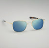 Art-Craft Optical Aviator (55) 23k Yellow Gold & AERO Blue Lenses & Korchmar Leather Case