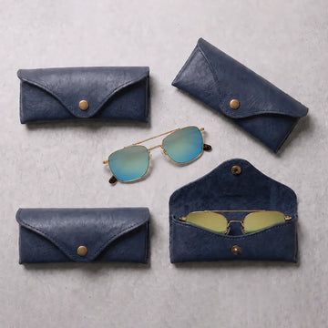 Art-Craft Optical Aviator (55) 23k Yellow Gold & AERO Blue Lenses & Korchmar Leather Case