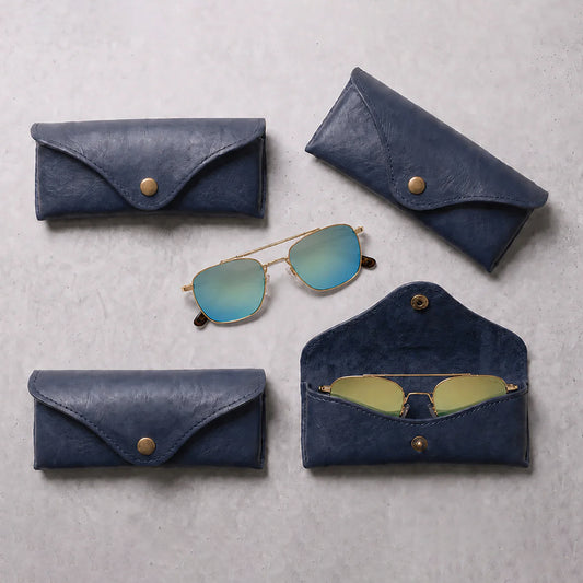 Art-Craft Optical Aviator (55) 23k Yellow Gold & AERO Blue Lenses & Korchmar Leather Case